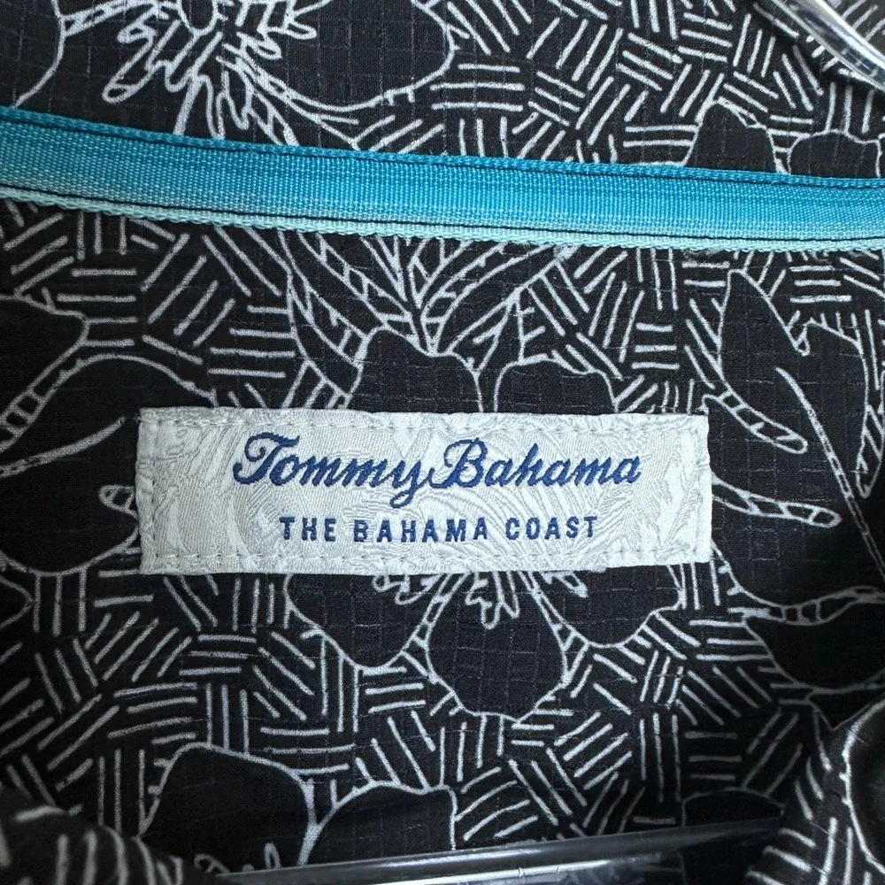 NEW Tommy Bahama Mens 3XLT IslandZone Bahama Coast Aloha Geo Black Shirt Comfort